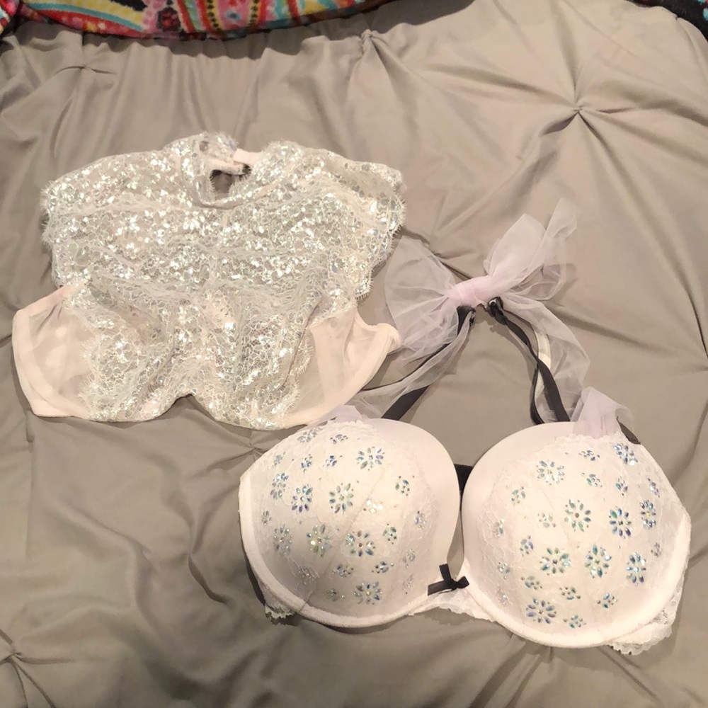 Two beautiful bras with crystals